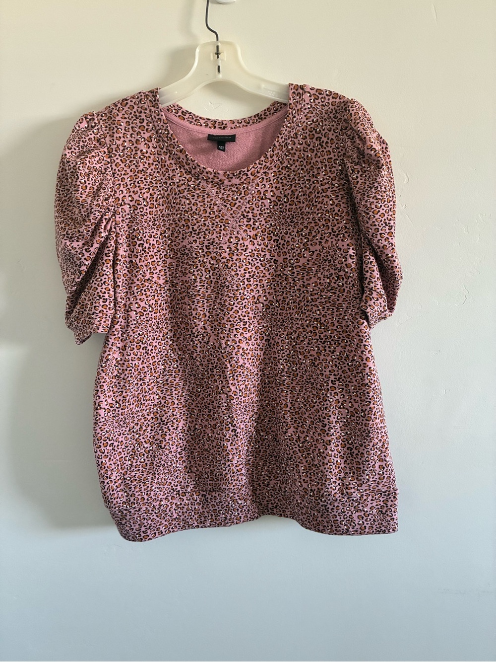 Who what wear Brand Pink Leopard Puff-Sleeve Women's Top woman’s size xxl